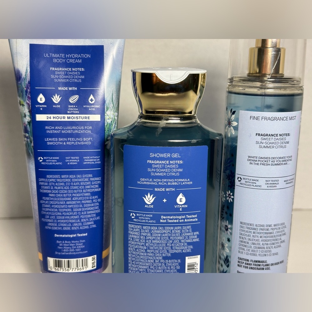 🚫SOLD‼️Bath & Body Works DENIM & DAISIES SHOWER GEL, CREAM, MISTSet NEW! - Picture 2 of 2